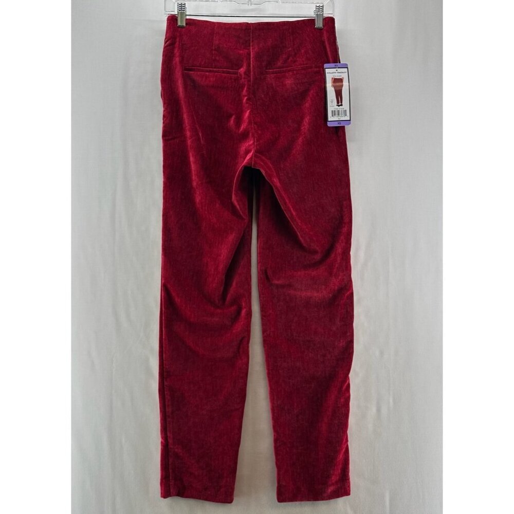 Hilary Radley Pants Womens Sz XS Velvet Mid Rise Slim Pull On Elastic Waist Red - Picture 2 of 10